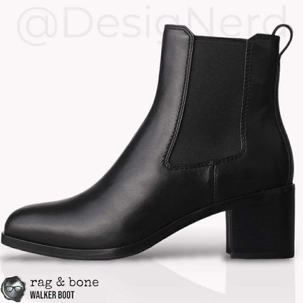 RAG & BONE WALKER LEATHER CHELSEA ANKLE BOOTS IN BLACK SIZE 8 WOMEN’S NEW IN BOX